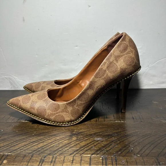 Coach 85 mm Waverly Pump with Beadchain in signature coated canvas - Picture 3 of 6